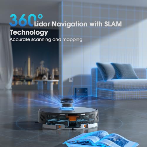 Robot Vacuum and Mop, Mapping Robotic Vacuums Cleaner with LiDAR Navigation Smart & Strong Suction, WiFi/App/Alexa/Voice Control, Obstacle Avoidance