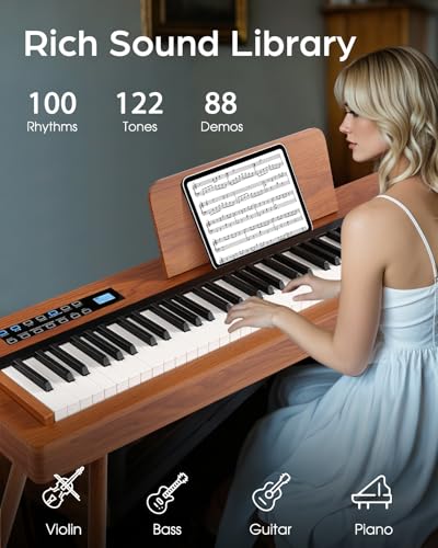 LIV-K01 Piano Keyboard Real Sampling, 88 Key Fully Weighted Keyboard Electric Piano, Grade Hammer Action, LCD Display, Touch Sensitive