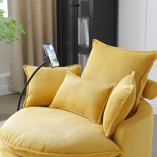 360 Swivel Accent Barrel Chair with Storage Ottoman & Headrest