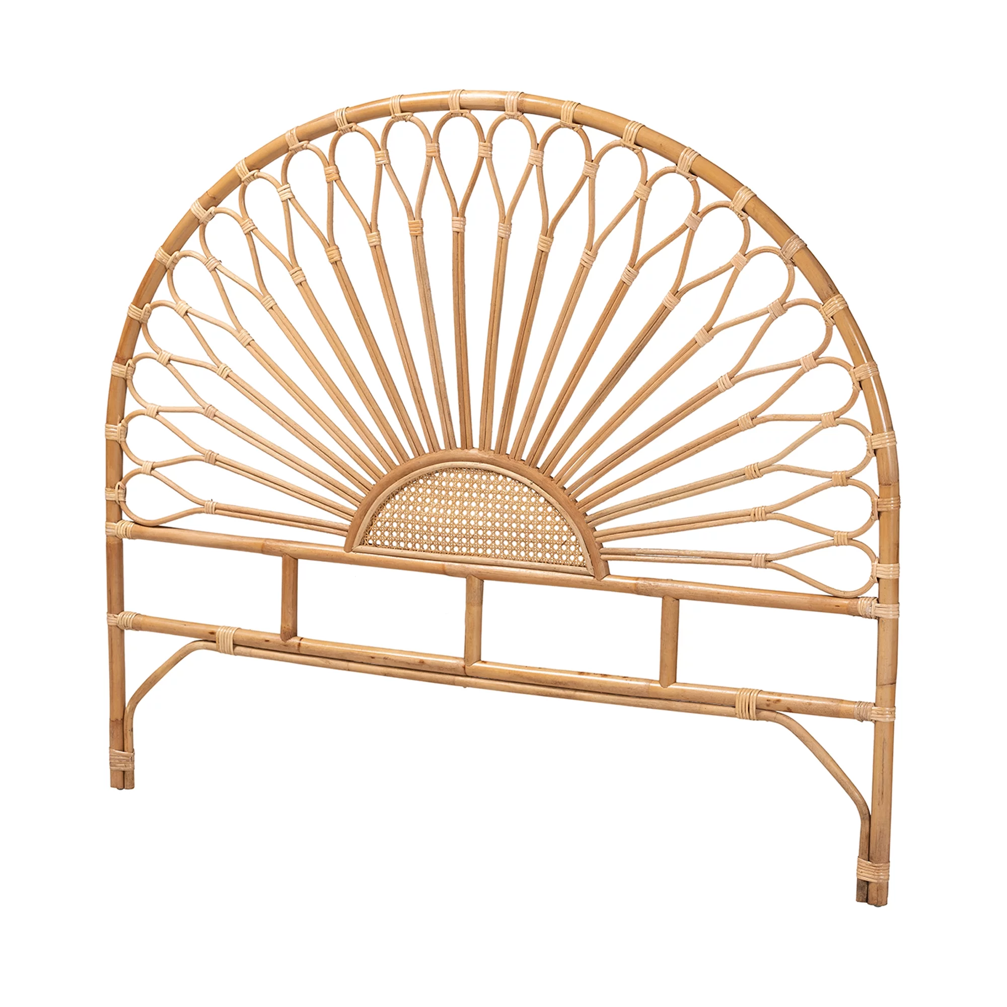 bali & pari Perenna Rattan BOHO Headboard, King Size, Natural Brown