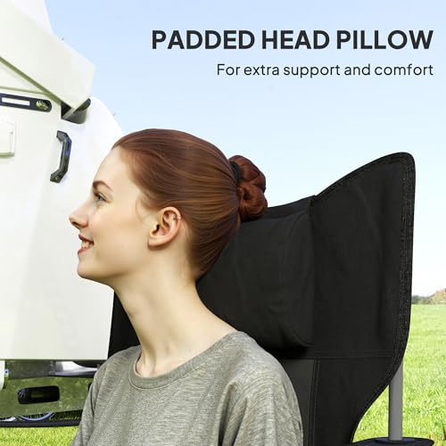 Outsunny Folding Rocking Camping Chairs for Adults, Portable Outdoor Rocking Chairs with Headrest, Cooler Bag, Cup Holder