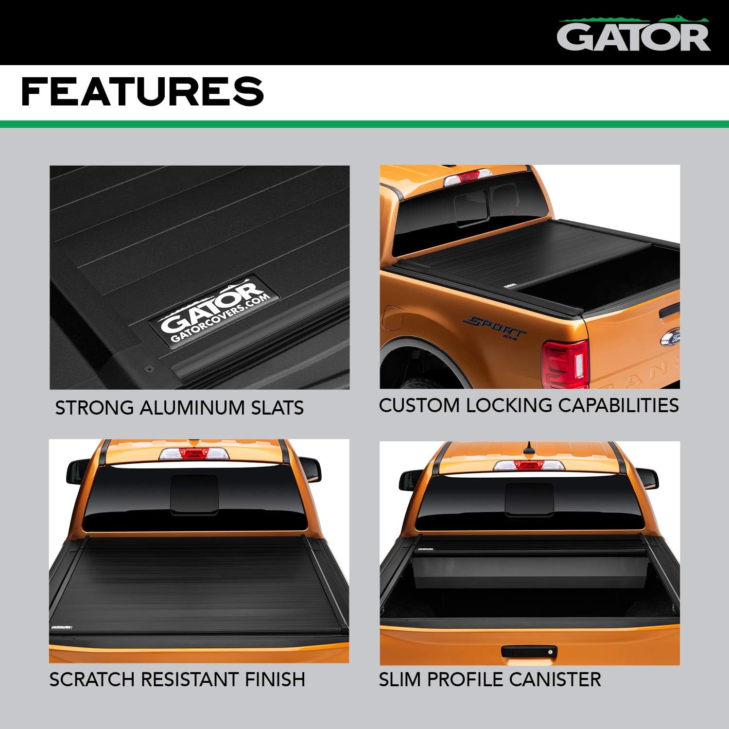 Gator Recoil Retractable Truck Bed Tonneau Cover | G30462 | Fits 2014 - 2018, 2019 Ltd/Lgcy Chevy/GMC Silverado/Sierra 1500 6' 7" Bed (78.9")