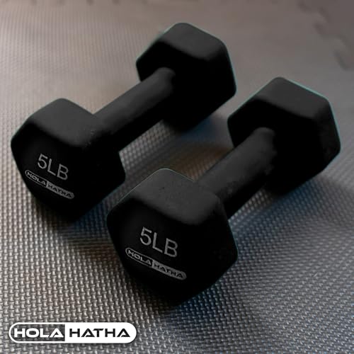 HolaHatha Neoprene Dumbbell Free Hand Weight Set with Rack, Ideal for Home Exercises to Gain Tone and Definition