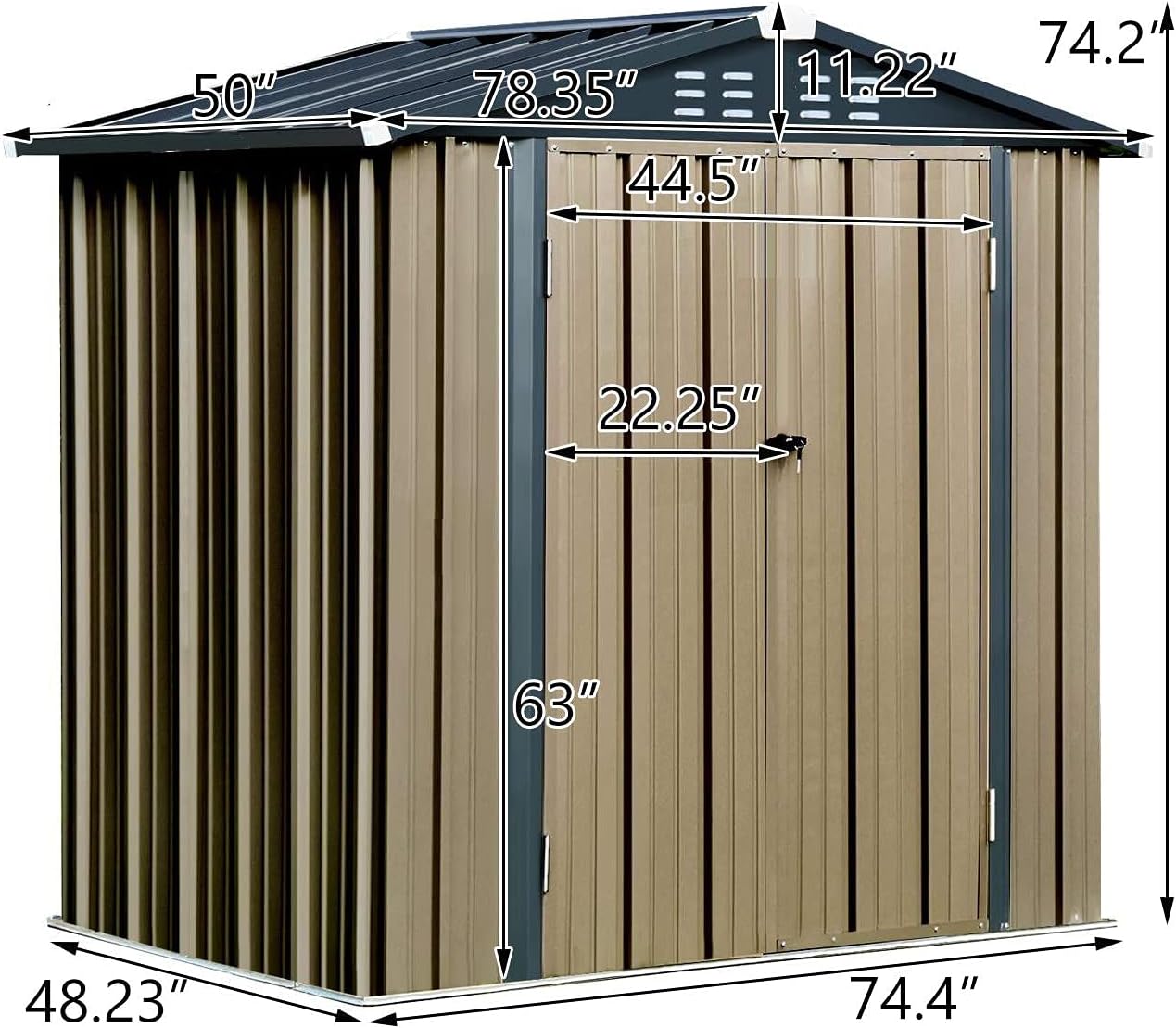 Catrimown Backyard 6x4 Storage Sheds, Galvanized Steel Outdoor Storage Shed with Air Vent and Lockable Door