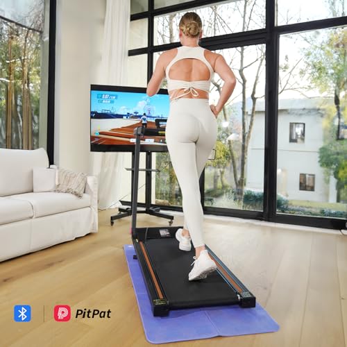 DeerRun Treadmills for Home with Incline and Handles, 3.5 HP Foldable Treadmill 350 LBS Weight Capacity for Small Spaces
