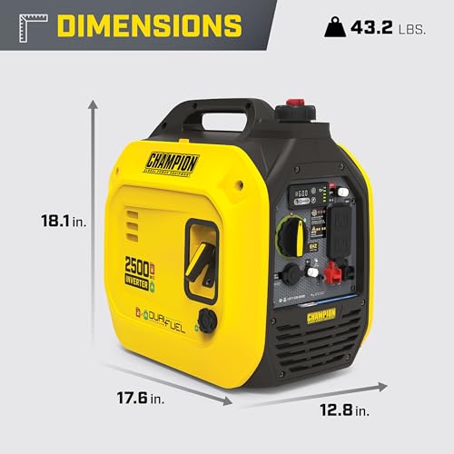 Champion Power Equipment 2500-Watt Dual Fuel Portable Inverter Generator with Quiet Technology and CO Shield