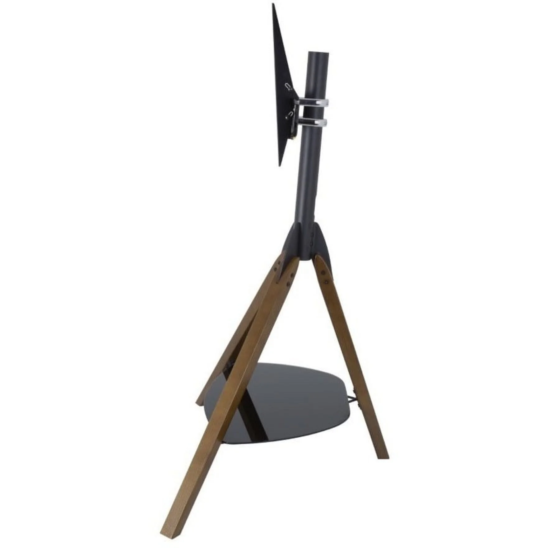 AVF FSL1000HOXDWB-A Hoxton TV Floor Stand with TV Mounting Column for 32-inch to 65-Inch TVs, Dark Wood Legs Column and Black Glass