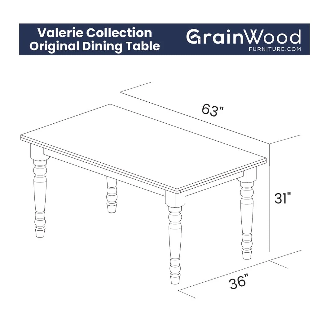 Grain Wood Furniture Valerie Original Solid Wood 63" Dining Table, Barnwood - Curated Treasures Market