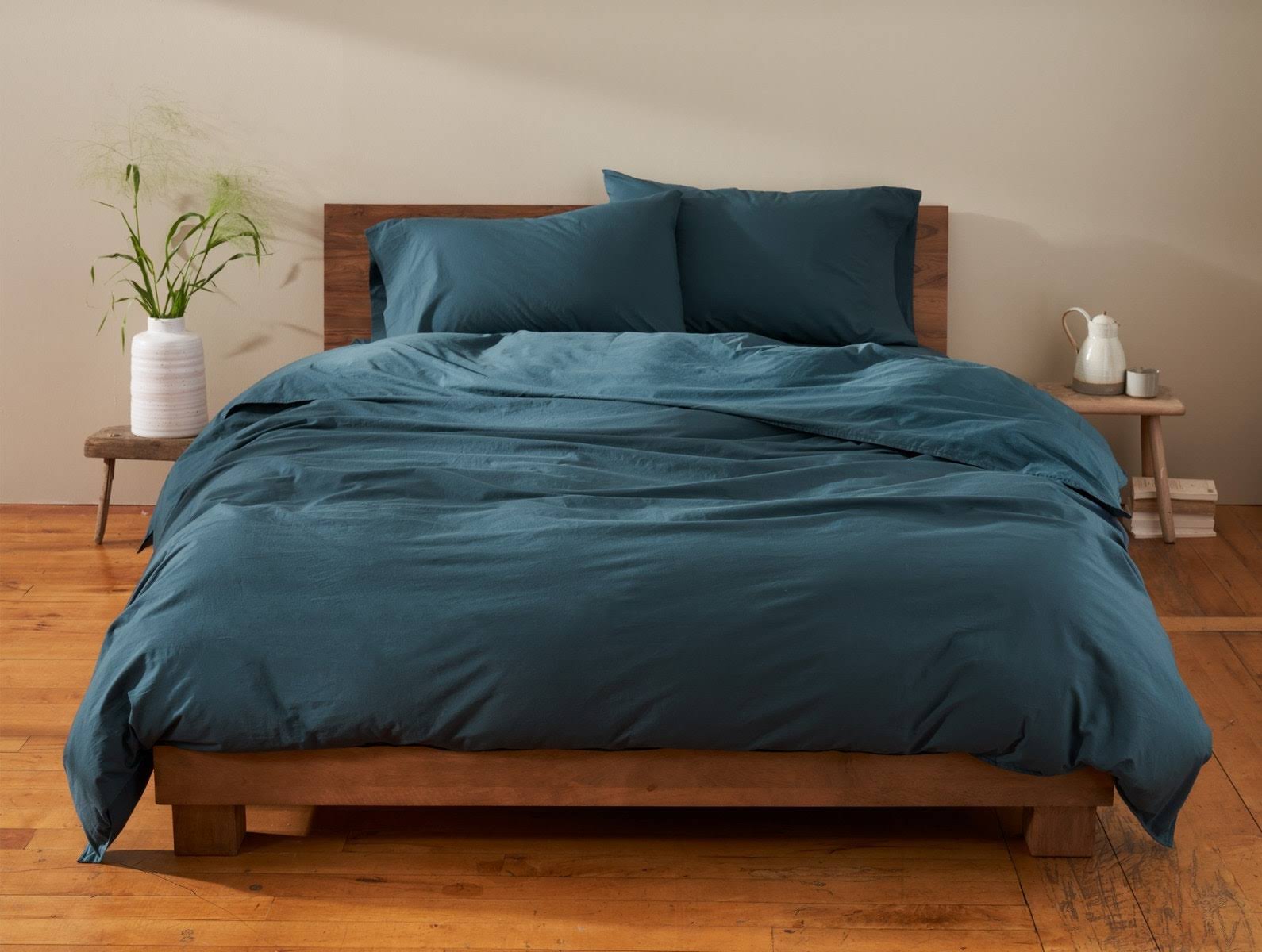 Coyuchi | Organic Crinkled Percale Duvet Cover King Aegean