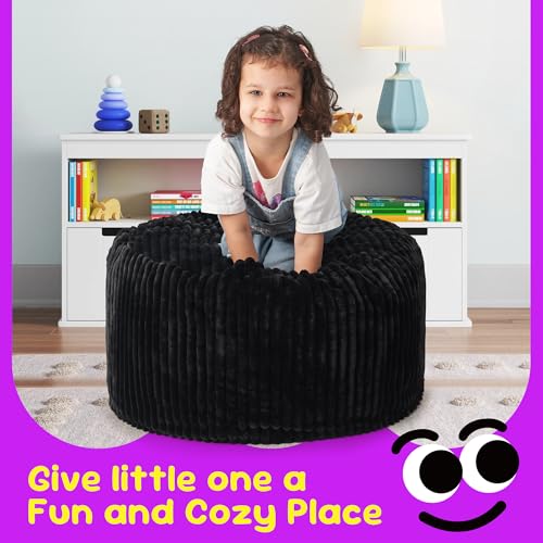 Hobestluk 5ft Bean Bag Chairs for Adults Large Beanbag Chair with Stripe Plush Cover Big Bean Bag Chair for Living Room Bedroom Dorm Office -Black