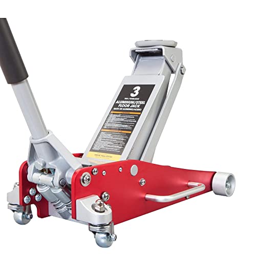 BIG RED T815016L Torin Hydraulic Low Profile Aluminum and Steel Racing Floor Jack with Dual Piston Quick Lift Pump, 1.5 Ton (3,000 lb) Capacity, Blue