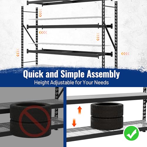 WORKPRO 5-Tier Metal Shelving Unit, 48”W x 24”D x 72”H, Heavy Duty Adjustable Storage Rack, 4000 lbs Load Capacity (Total), for Garage, Basement