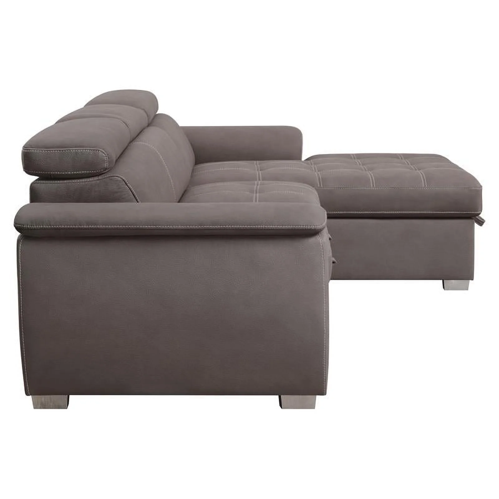 Bowery Hill Sleeper Sectional Sofa with Storage in Light Brown Fabric