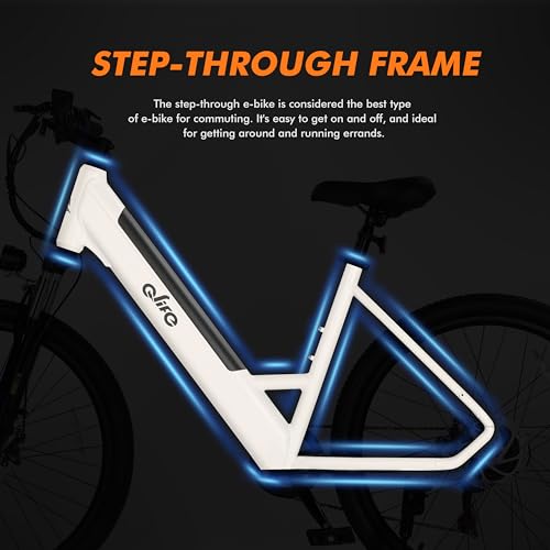 Cityone Electric Bike for Adults 26" Step-Through 22MPH Ebike with 2.1" Tire,UL2849 Certified Built-in Removable Battery