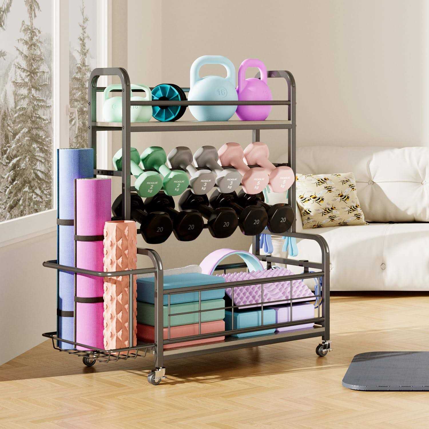 Homeiju Dumbbell Rack,Weight Rack for Dumbbells,Weight Rack for Home Gym,Home Gym Storage for Strength Training Dumbbell Racks Stand with Wheels