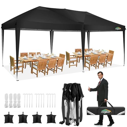 COBIZI 10x10 Pop up Canopy Tent Protable Canopy Tent with 4 Sidewalls Waterproof Commercial Instant Shelter for Parties, Wedding