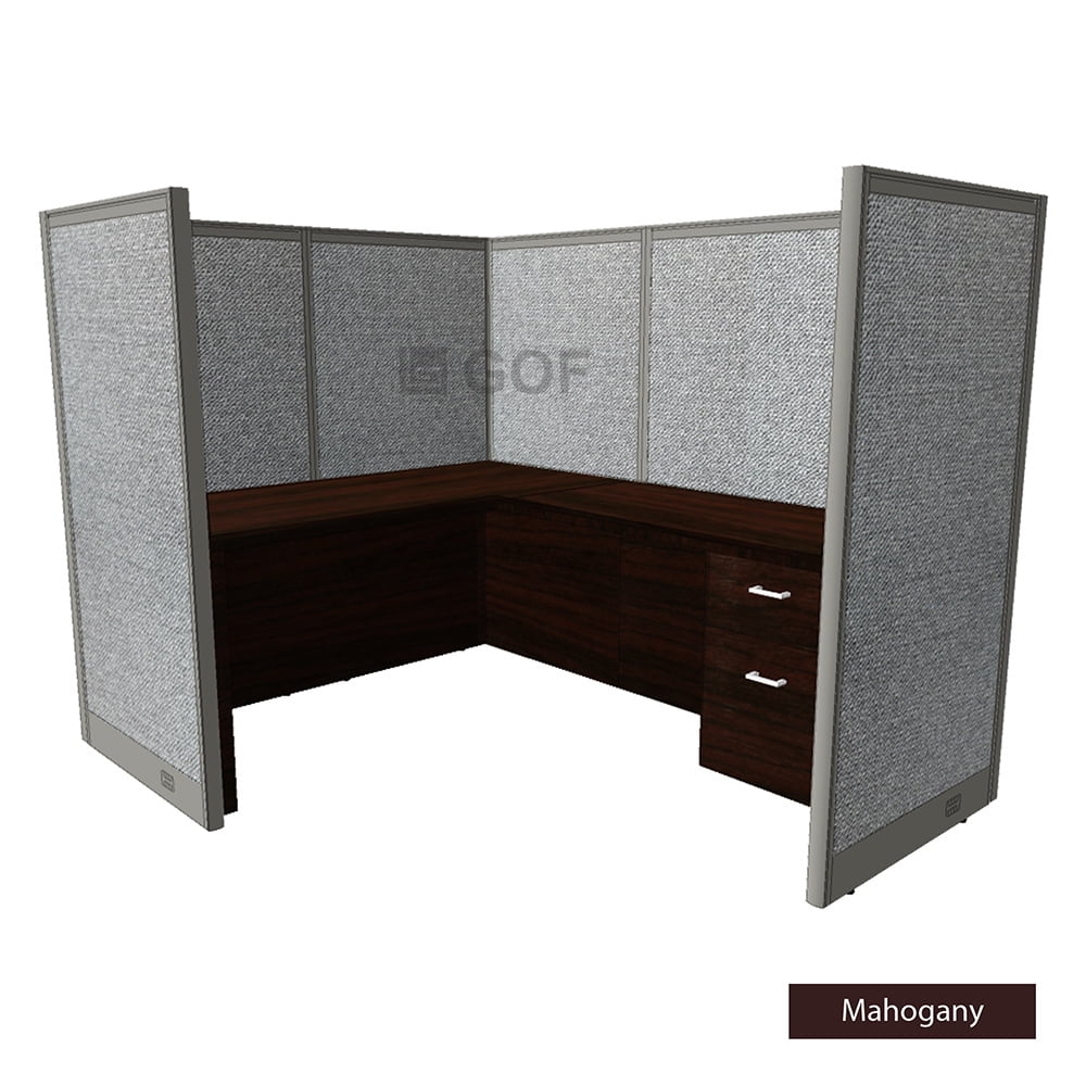 GOF 1 Person Workstation Cubicle (C-6’D x 6’W x 5’H) / Office Partition, Room Divider (60"H Cubicle with Desk, Artisan Grey)