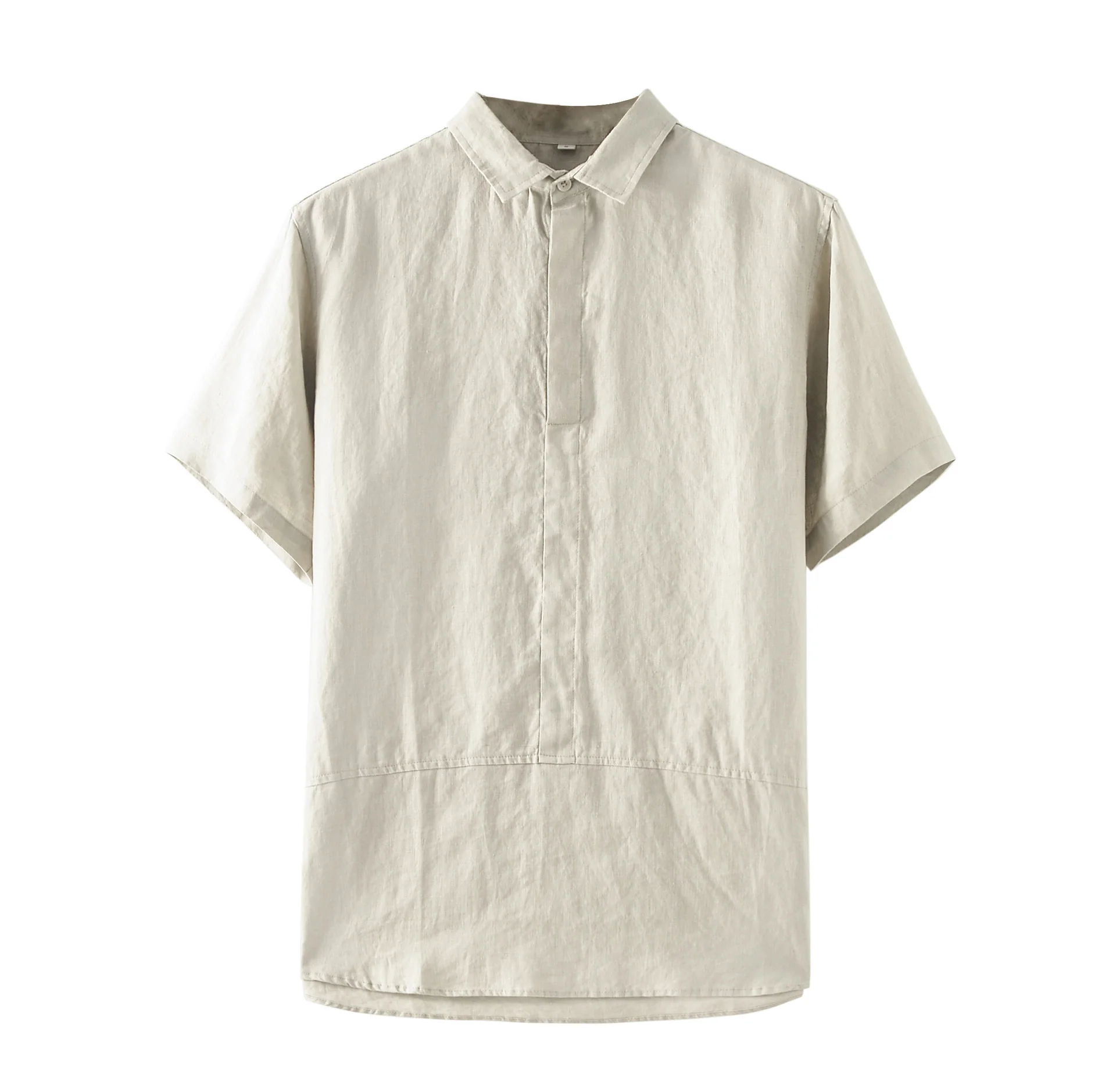 Men's Linen Casual Loose Lapel Short Sleeve Polo Shirt E020