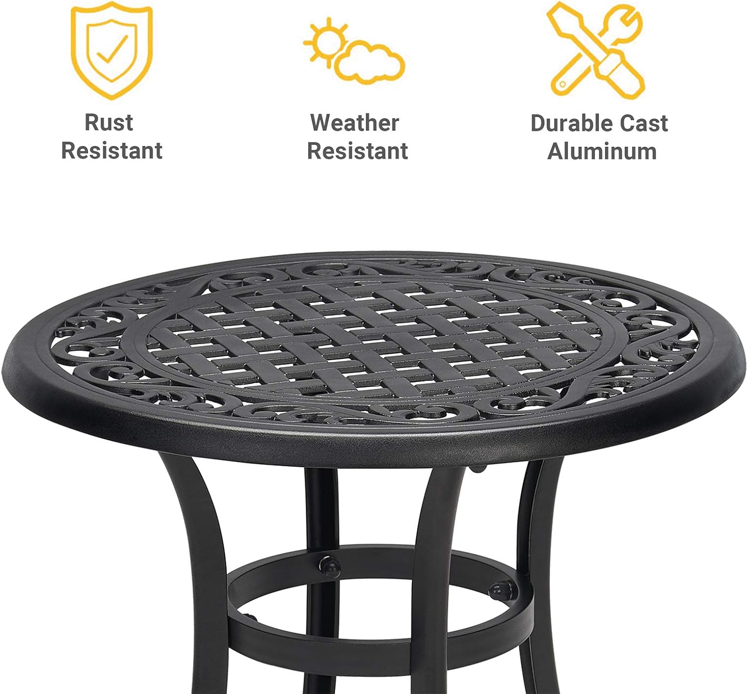 Laurel Canyon 3-Piece Cast Aluminum Patio Bistro Sets Antique Copper Finish Outdoor Furniture with Rust-Resistant Small Round Table and 2 Chairs for