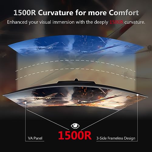 Z-Edge Curved Gaming Monitor, 200Hz Refresh Rate, 21:9 2560x1080 Ultra Wide, Curved Monitor, R1500 Curvature, MPRT 1m - Smart Home Appliances