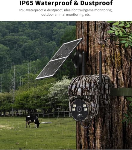 Cellular Trail Camera 3rd Generation 4G LTE with Solar Panel, Live Video Game Camera Include SIM Card with 360° Pan Tilt, Motion Activated