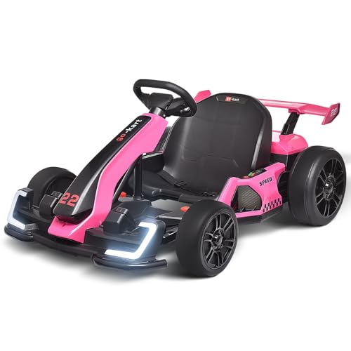 Blitzshark 24V Kids Go Kart 300W Powerful Drift Kart Electric Pedal Kart Outdoor Race Toy, with 2X150W Strong Motor, 7AH Big Battery