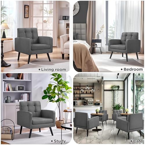 Yaheetech Mid-Century Accent Chairs, PU Leather Modern Upholstered Living Room Chair