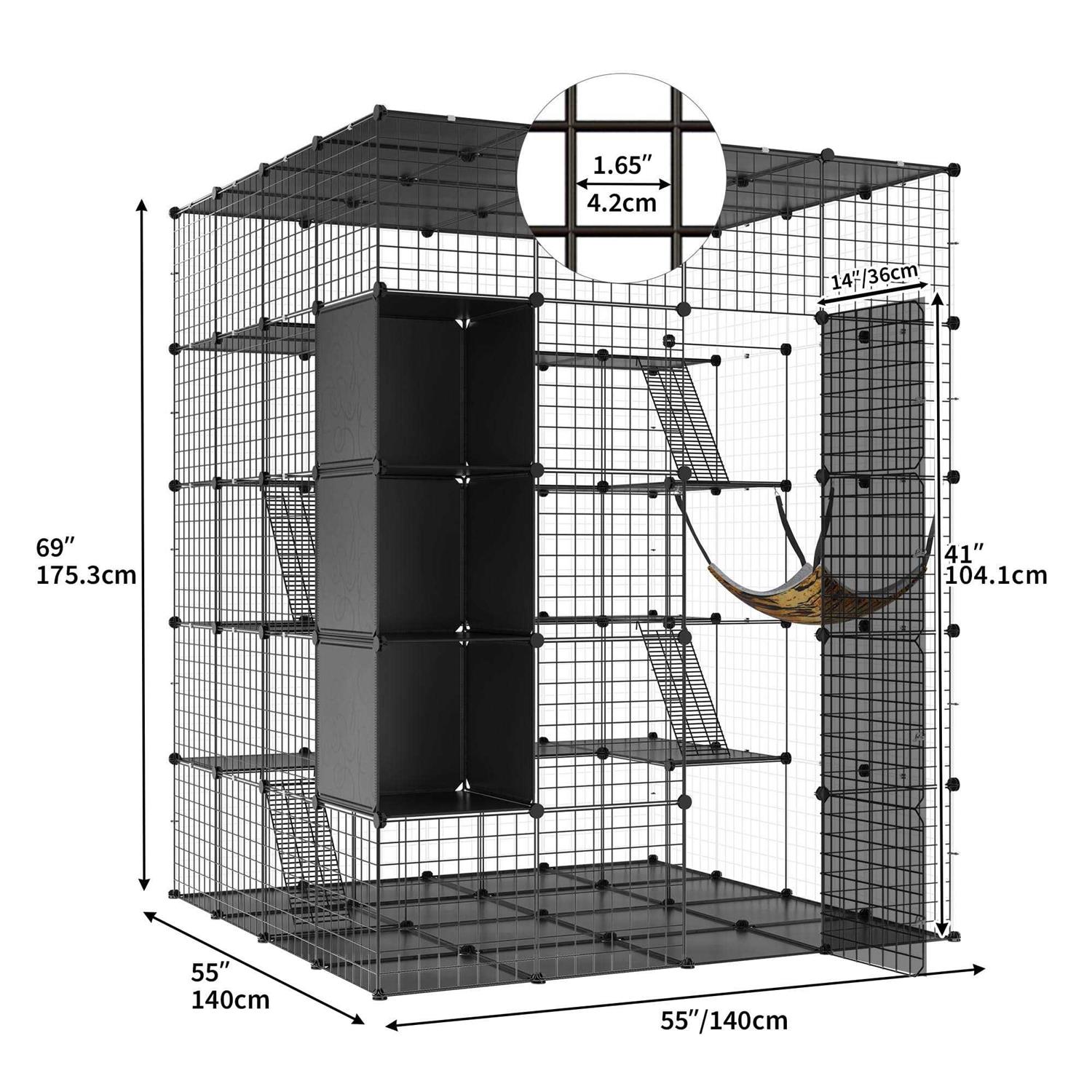 Dextrus Large Cat Cage 5-Tier Kennels with Cube Storage DIY Indoor Catio Enclosure Spacious Cat Playpen with Hammock - Pet Supplies online store