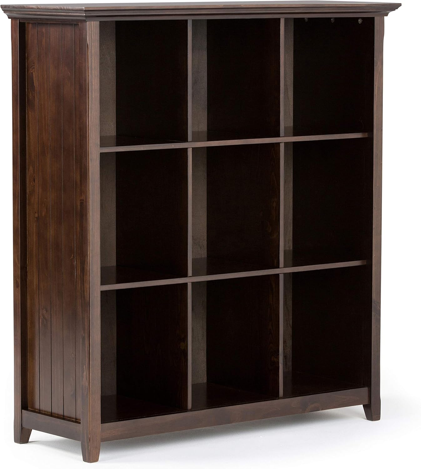 SIMPLIHOME Acadian SOLID WOOD 48 inch x 44 inch Rustic 9 Cube Bookcase and Storage Unit in Warm Walnut Brown with 9 Shelves, for the Living Room
