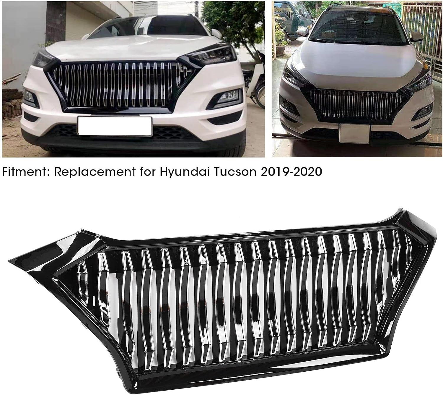Front Bumper Grille, Fydun Front Grill Replacement Radiator Grill Car Accessory for Hyundai Tucson 2019-2020