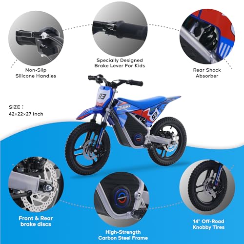AIII Electric Dirt Bike for Kids 3-7, High Performance Racing Grade Motorcycle, Up to 8MPH, 2 Speed Settings, 12-Inch Off-Road Tires