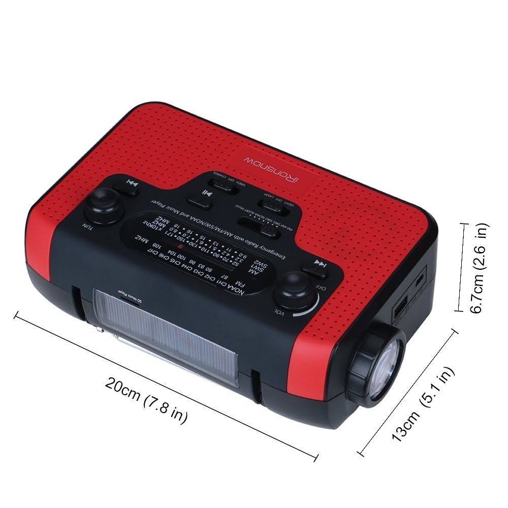 Real NOAA Alert Weather Radio with Alarm, iRonsnow IS-388 Solar Hand Crank Emergency AM/FM/SW/WB Radio, TF Card Speaker, LED Fla
