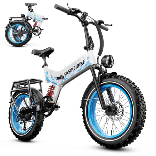1500W Folding Electric Bike for Adults, 52V 20AH Large Removable Battery E Bike, 30+MPH, 80 Miles Max Range, 20" x4.0 Fat Tire Ebike
