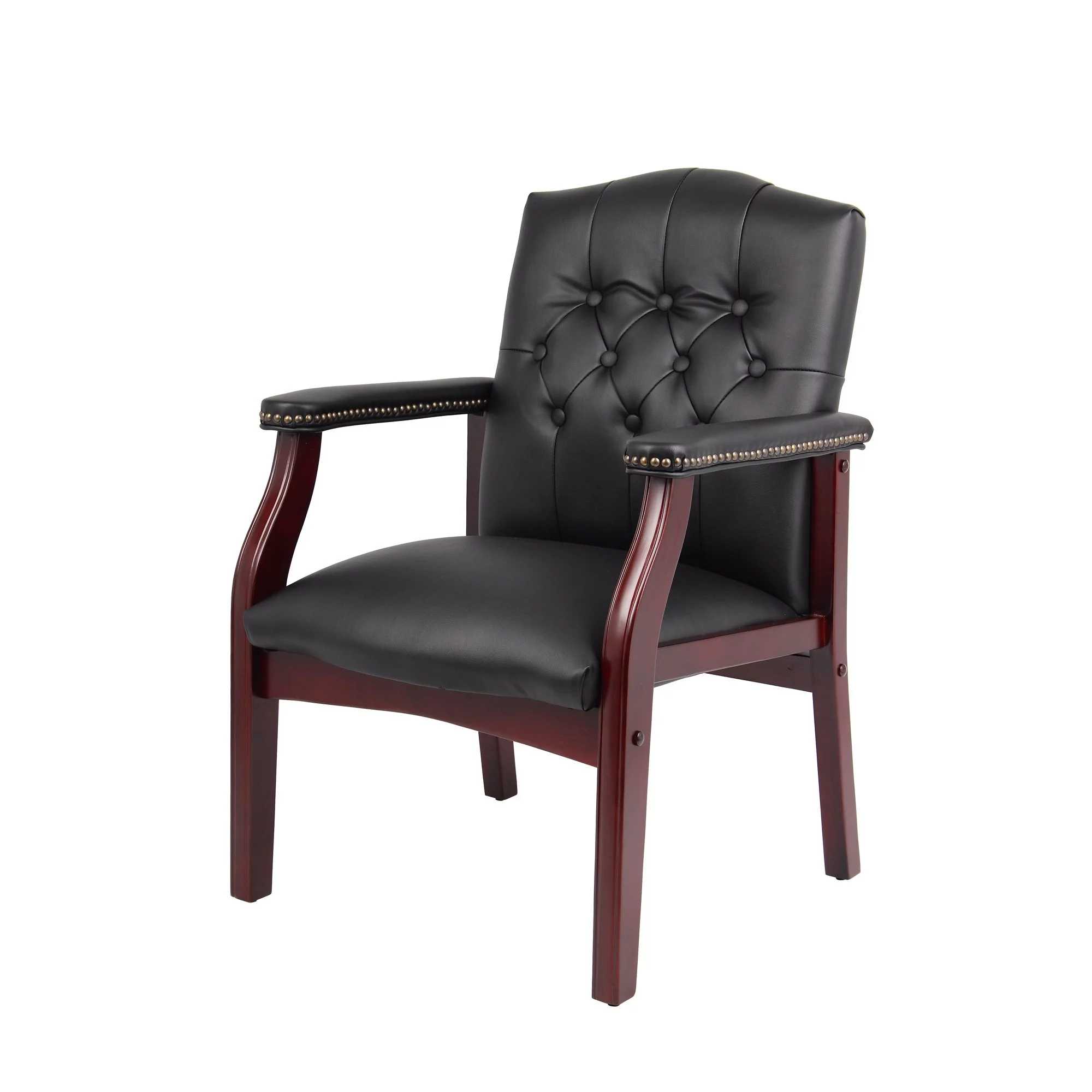 Leather Reception Guest Chairs W/Padded Seat and Arms Ergonomic Mid-Back Office Executive Side Chair for Meeting Waiting Room Conference Office Guest