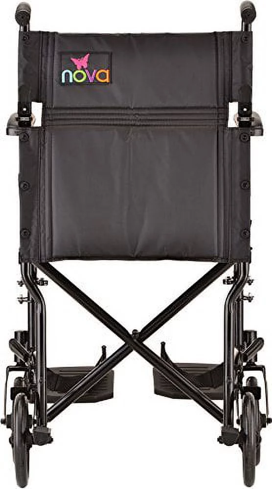 NOVA Medical Products Steel Transport Chair, Black, 19 Inch, 23 Pound