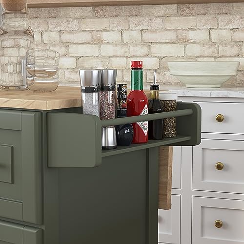 Homestyles Dolly Madison Off-White Mobile Kitchen Island Cart with Wood Drop Leaf Breakfast Bar