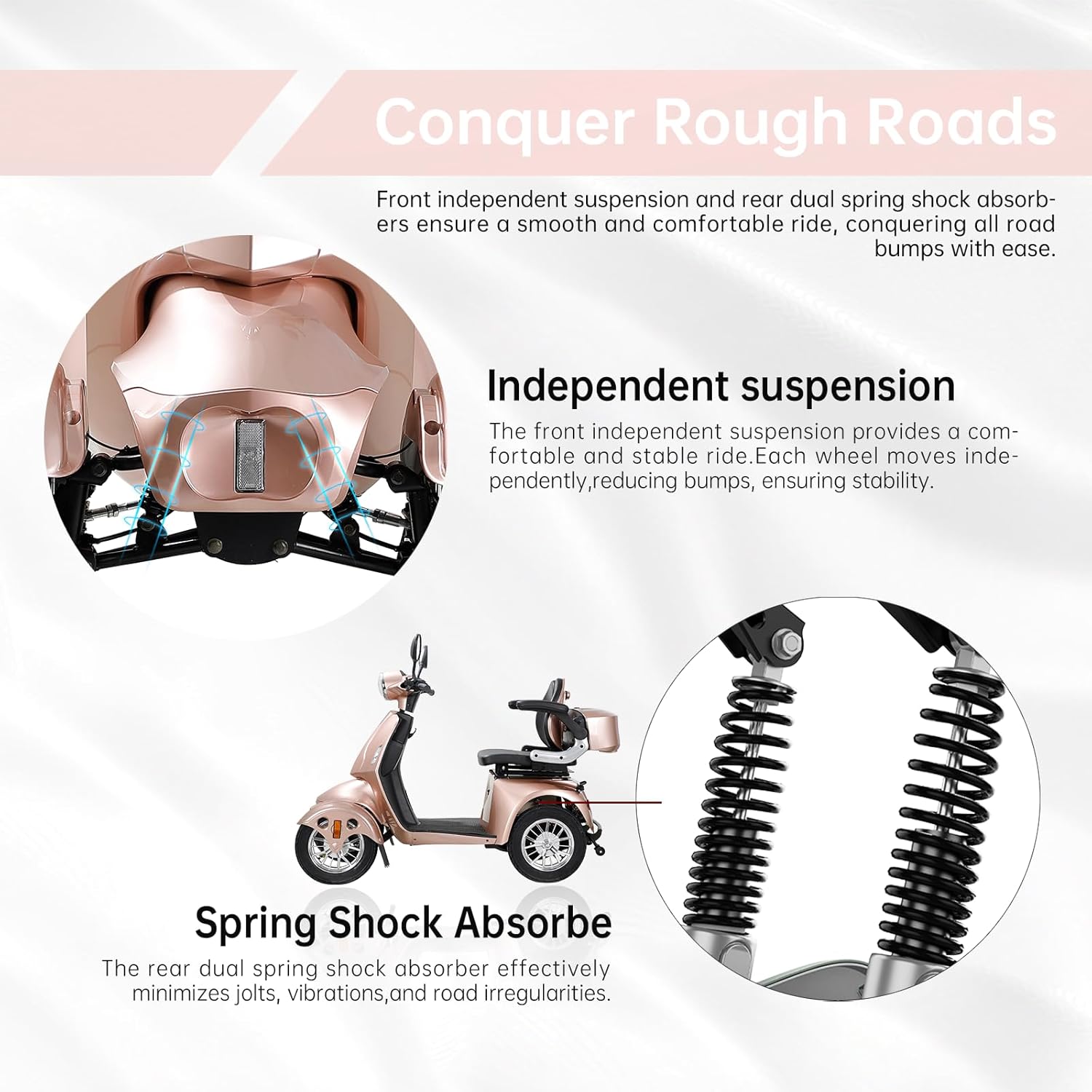 800W Heavy Duty 4 Wheel Mobility Scooters for Seniors & Adults 500lbs Capacity, Powered Mobility Scooters with 3-Speed Control & USB Charger Port