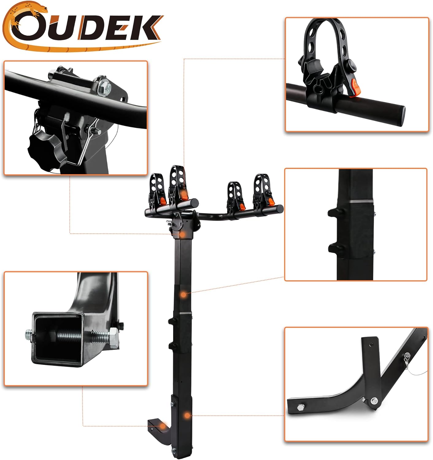 OUDEK 2-Bike Rack Bicycle Hitch Mount Carrier Rack for Cars, Trucks, SUV and Minivans Foldable Bike Rack with a 2" Hitch Receiver (Strengthen)