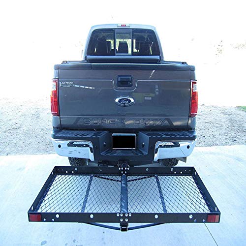 Tow Tuff 62-Inch Steel Cargo Carrier with Bike Rack, 500 lb Capacity, Black - 2-in-1 Rear Hitch Mount for Car, Truck or SUV with 2-Inch Receiver