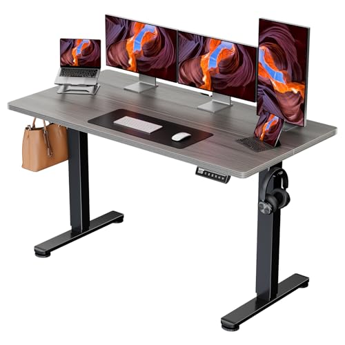 ErGear Height Adjustable Electric Standing Desk, 48 x 24 Inches Sit Stand up Desk, Memory Computer Home Office Desk with Two-Piece Desktop (Walnut)