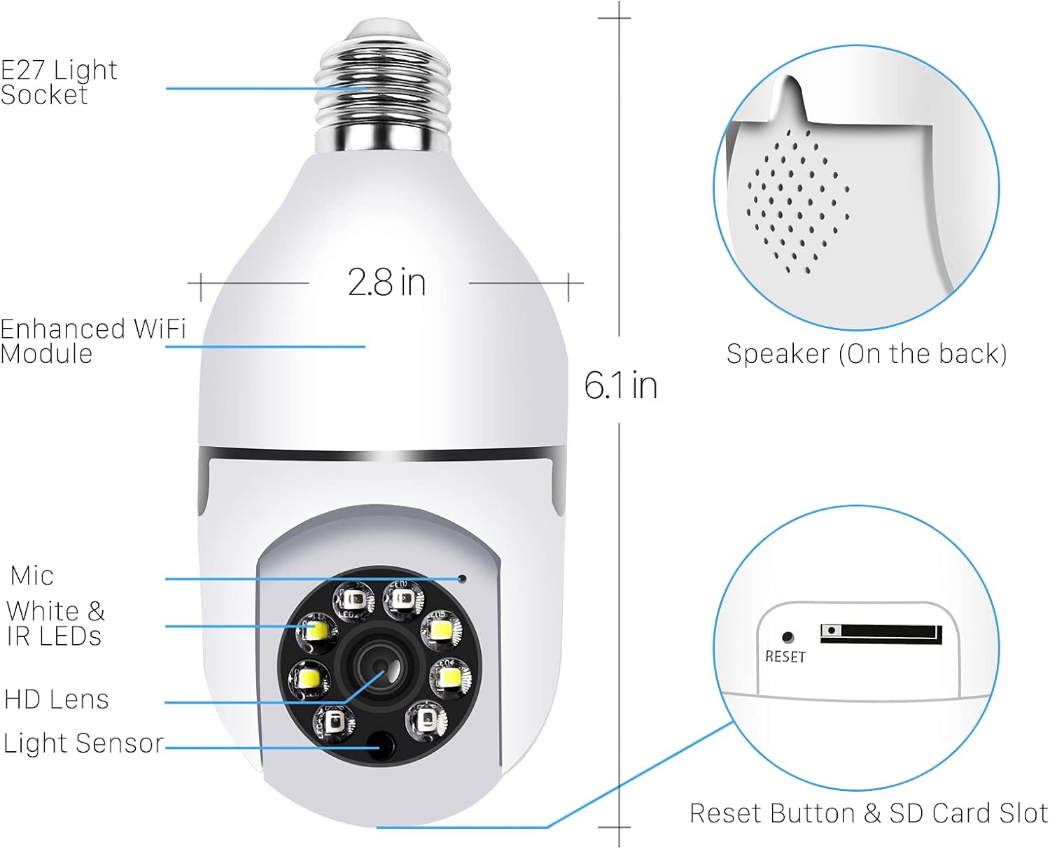 Pan Tilt Security Camera, Full-HD 1080P Wireless Wi-Fi IP Camera