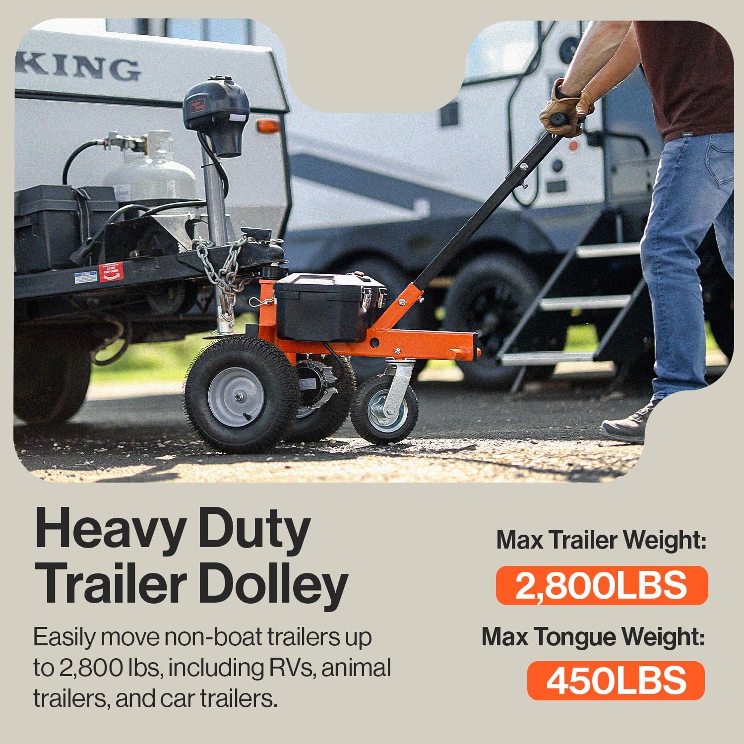 SuperHandy Trailer Dolly Electric Power 2800LBS Max Trailer Weight, 450LBS Max Tongue Weight