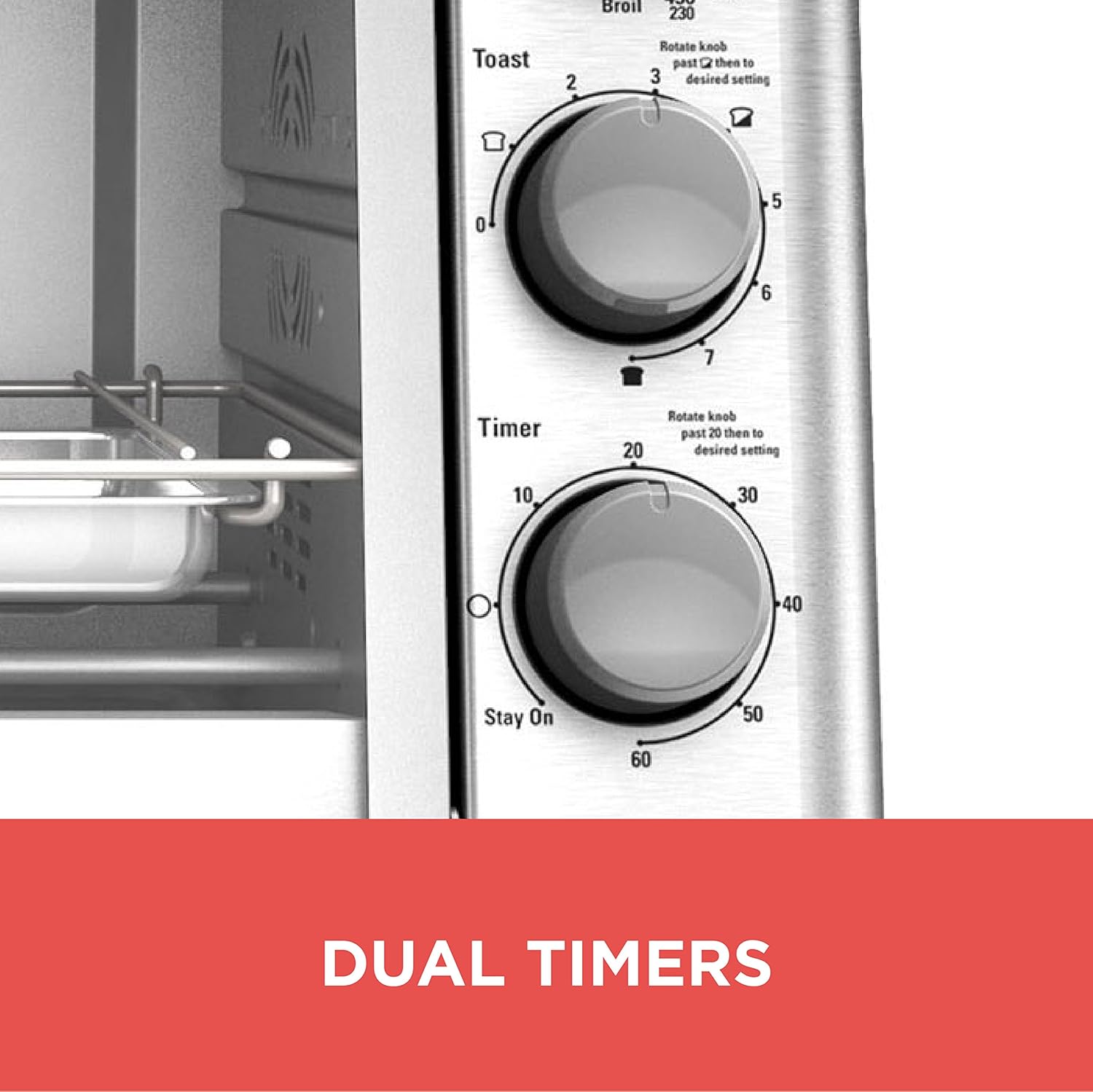BLACK+DECKER 6-Slice Convection Countertop Toaster Oven, Stainless Steel/Black, TO2050S