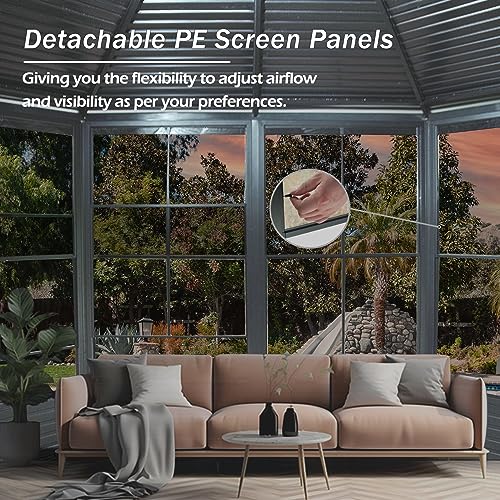 Domi 10' x 10' Hardtop Gazebo Outdoor Metal Gazebo with Galvanized Steel Double Roof Canopy, Curtains and Netting for Patio, Backyard, Deck