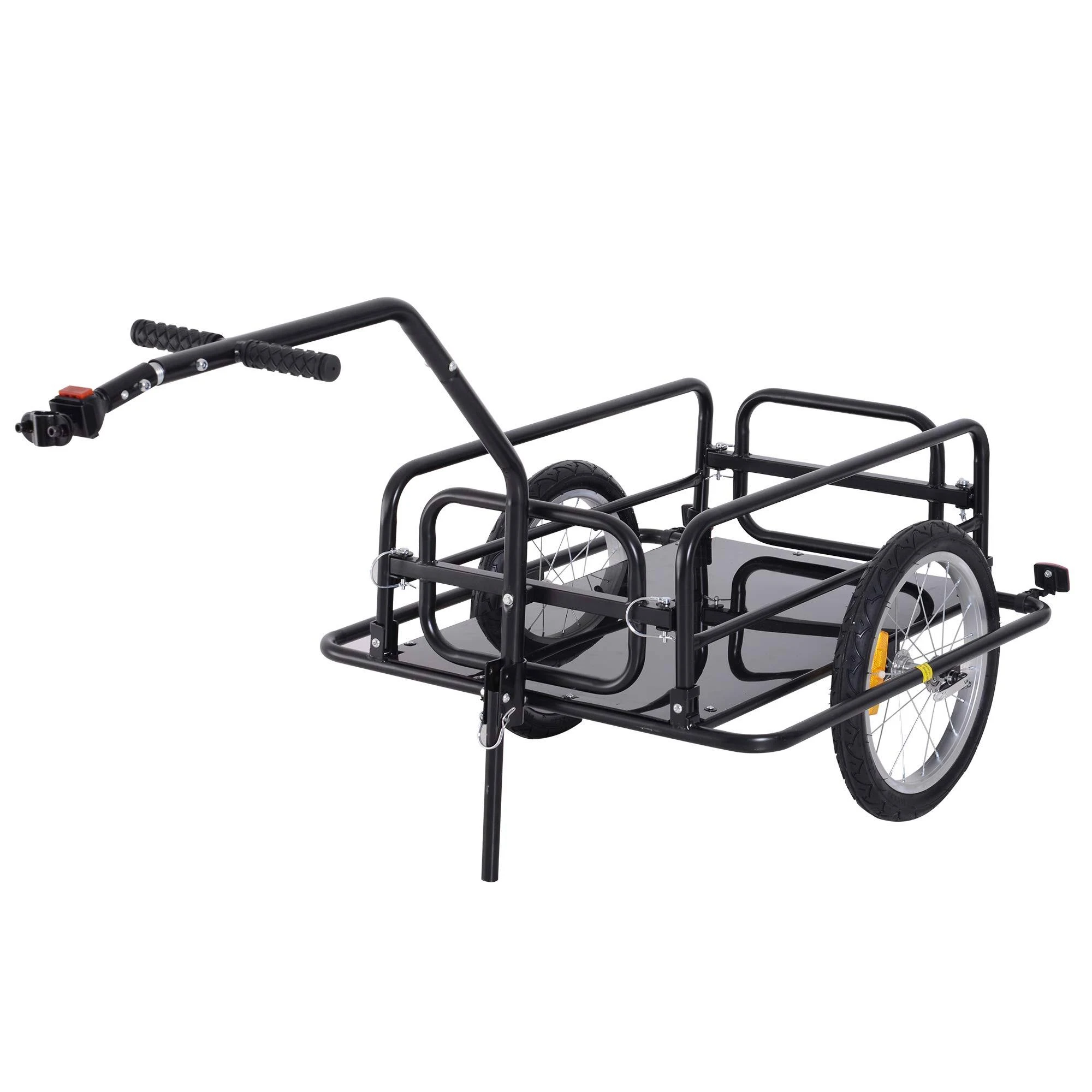 Aosom Folding Bike Cargo Trailer Cart with Seat Post Hitch (Black)