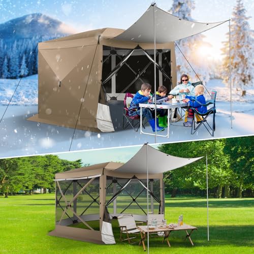 COBIZI 12x12ft Pop up Gazebo Screen Tent Screen House for Camping, Camping Outdoor Screened Gazebo, Canopy Tent