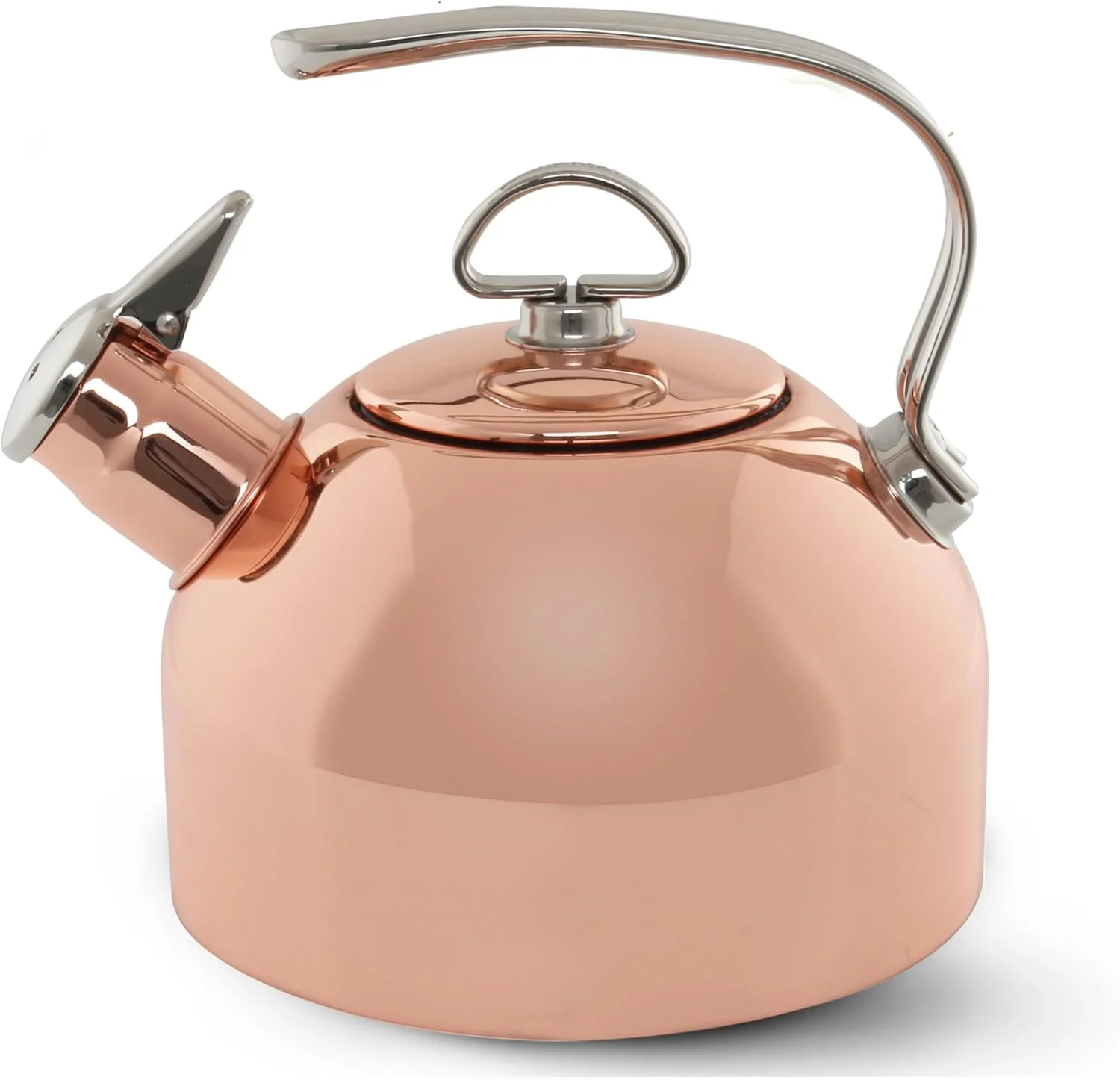 Classic Teakettle, 1.8 QT, Food Grade Pure Copper, 2-Tone Harmonica Whistle, Rapid Boil And Even Heating (Copper)