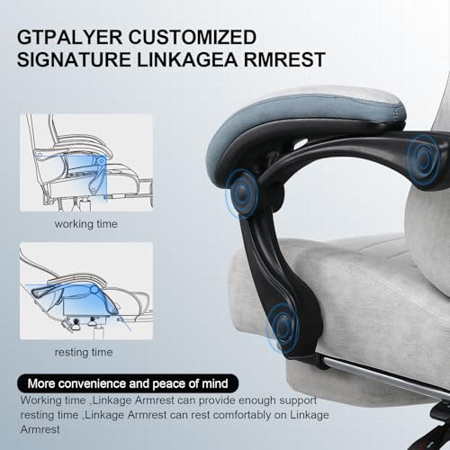 GTPLAYER Gaming Chair, Computer Office Chair with Pocket Spring Cushion, Linkage Armrests and Footrest