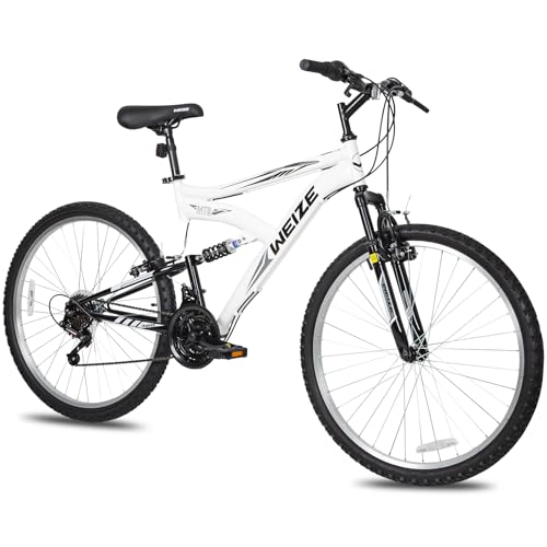 WEIZE Mountain Bike, 26 27.5 inch Outdoor Hybrid Bikes,18-Speed/High-Carbon Steel/Dual Full Suspension, Adjustable Ergonomic Seat for Men Women Adult