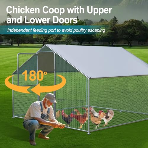 Large Chicken Coop, Chicken Coops for 30 Chickens, Chicken Runs for Yard with Water Poof & UV Resistance Cover